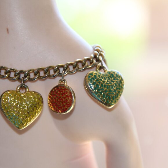 RARE Coach Puffed Heart & Disc Charm Bracelet. Limited Edition - Picture 11 of 15